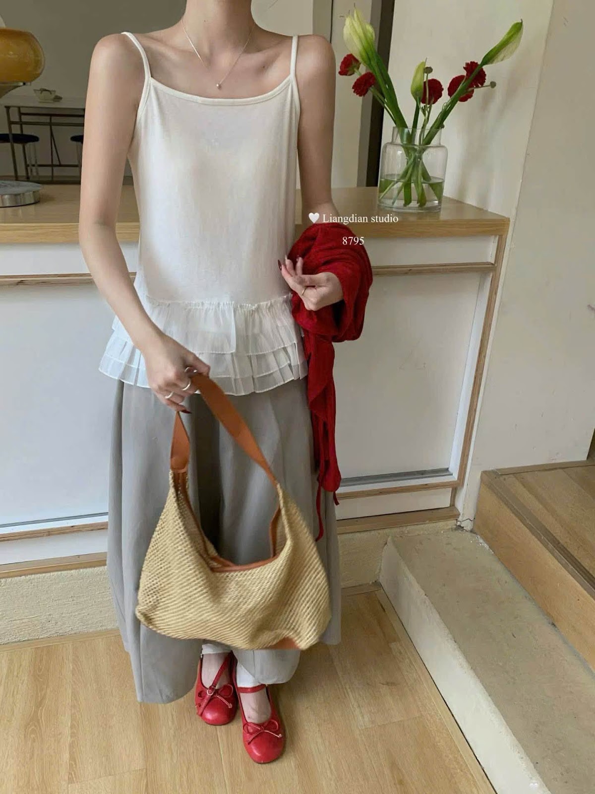 Set áo cadigan kèm hai dây bèo xòe XONXEN SHOP 8795 – Image 3