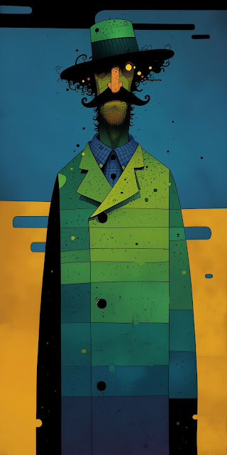 Stylized Portrait of Gentleman in Green Coat and Derby Hat - Free mobile Wallpaper