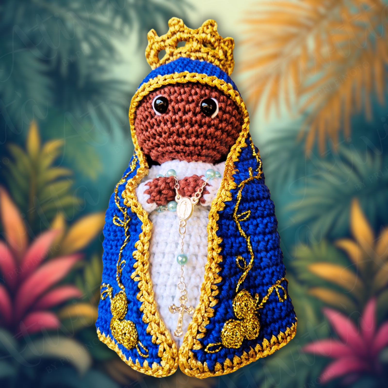 Santinha Nossa Senhora Aparecida em Crochê