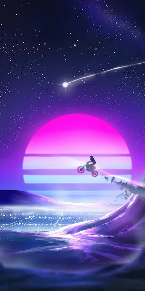 Synthwave, Motorcycle, Stars, Retro 4K iPhone Wallpaper Background