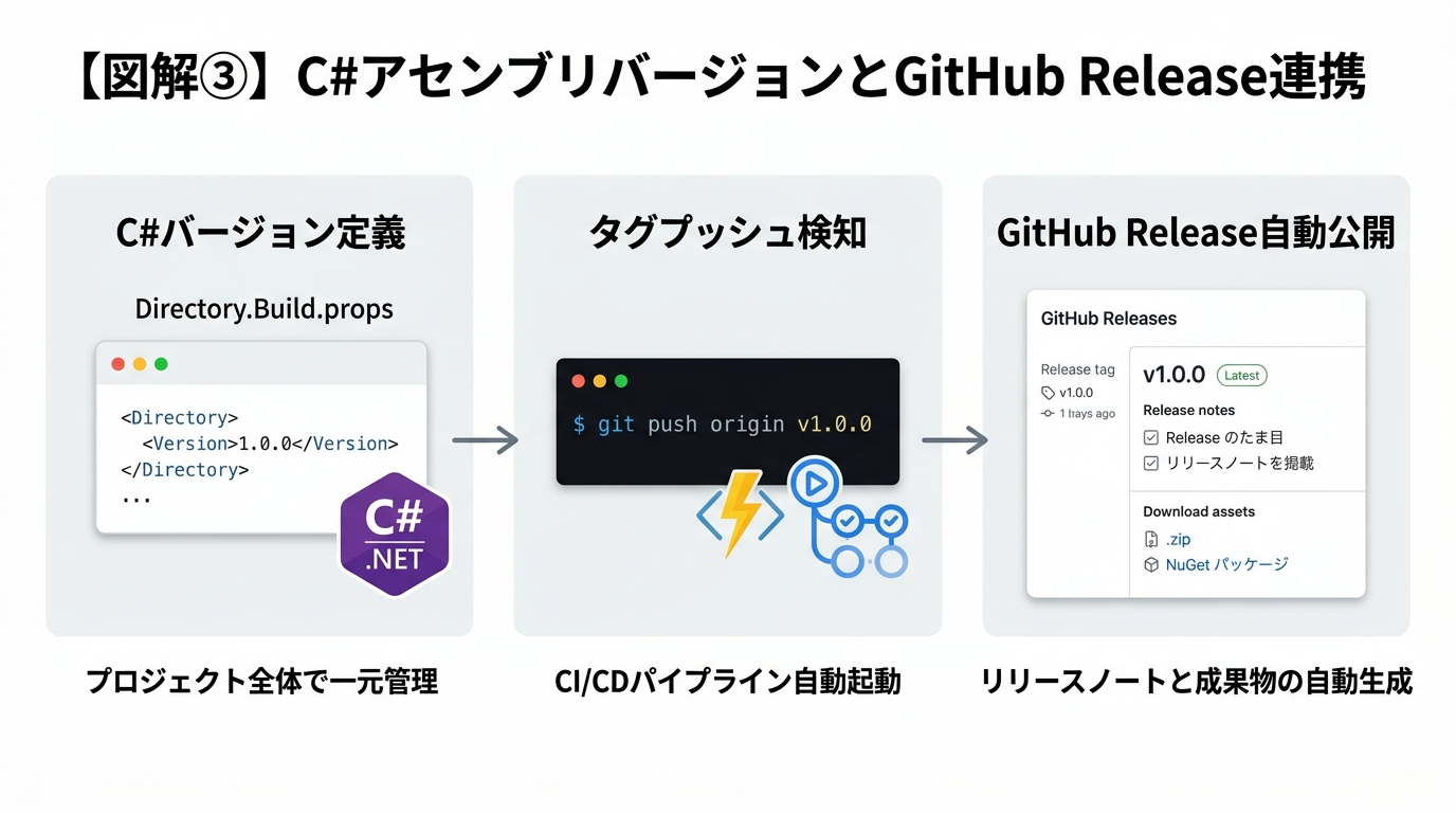 C#アセンブリバージョンとGitHub Release連携