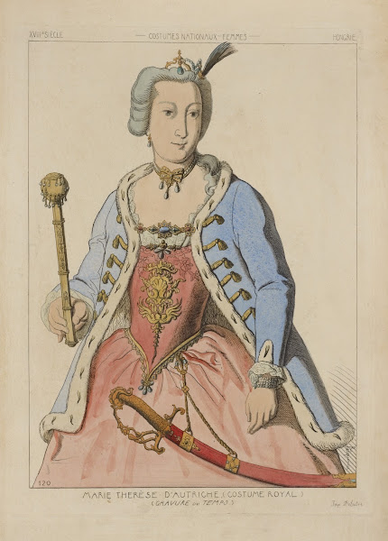 Marie Therèse dAutriche costume royal gravure du temps XVIIIe siècle costumes na