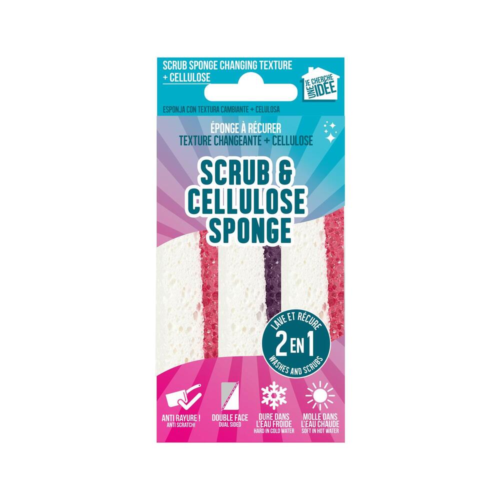 Esponjas de celulosa multitextura Je Cherche Un Idée™, 3 piezas