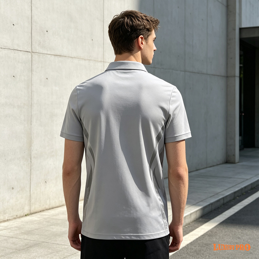 AOP Generic Zip‑Up Short‑Sleeve Polo‑180G Bird's‑Eye Fabric