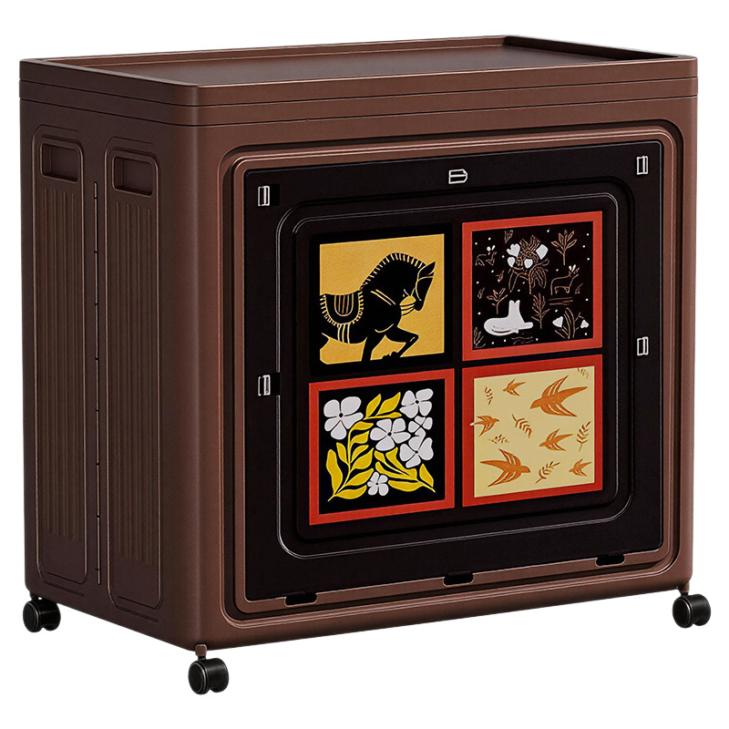 Foldable storage box with lid and wheels