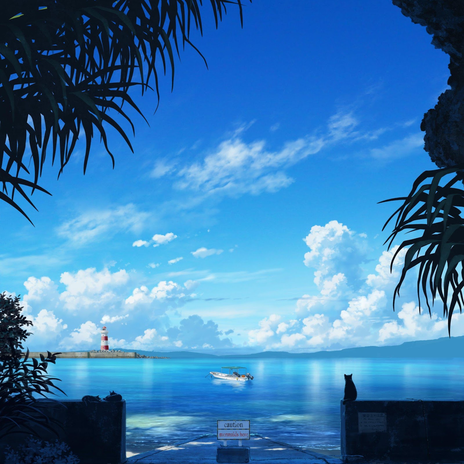 Download Seascape, Lighthouse, Coastal, Anime Scenery 2K iPhone