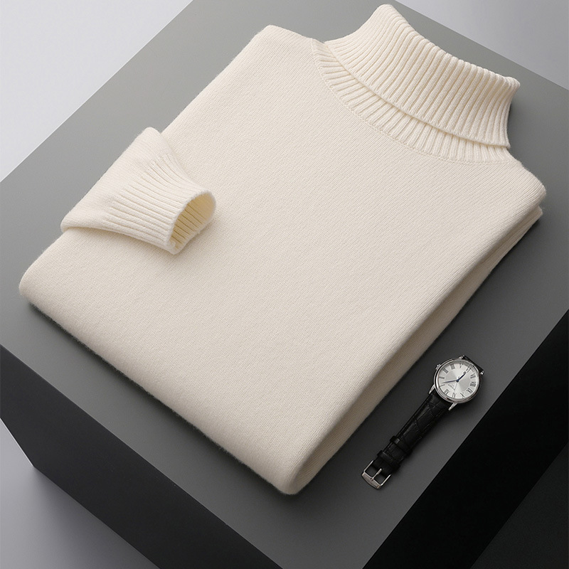 Men's Wool Sweater with Turtleneck, 100% Wool