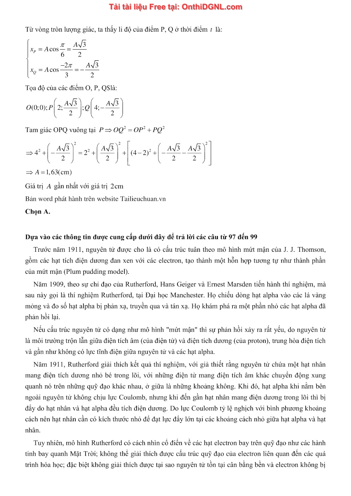 300 bài tập môn Vật Lý - Ôn thi ĐGNL ĐHQG TPHCM Phần 4