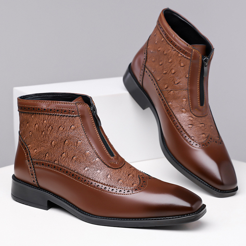 Men's Chelsea boots with embossing, zipper