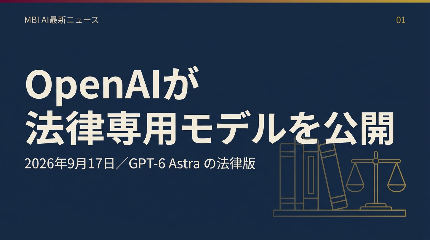 OpenAIが法律専用モデルを公開。2026年9月17日、GPT-6 Astra の法律版