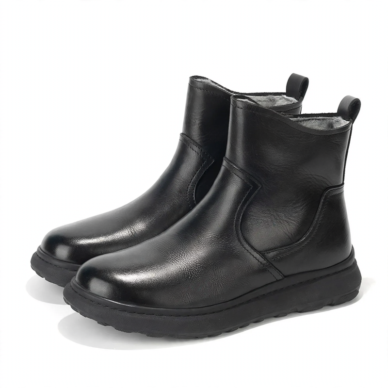 Herren-Winterstiefel aus Leder mit Lammfell