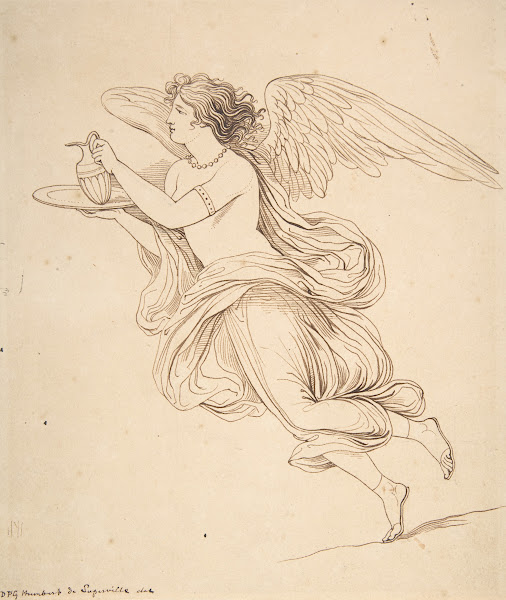 An Angel Holding a Carafe on a Plate