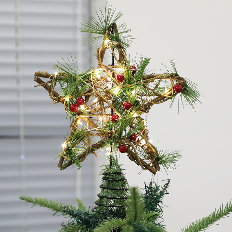 Christmas Tree Top Star Made of Rattan