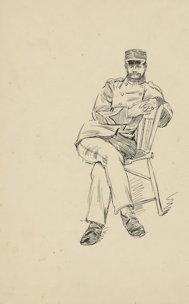 Militair zittend op een stoel 1898