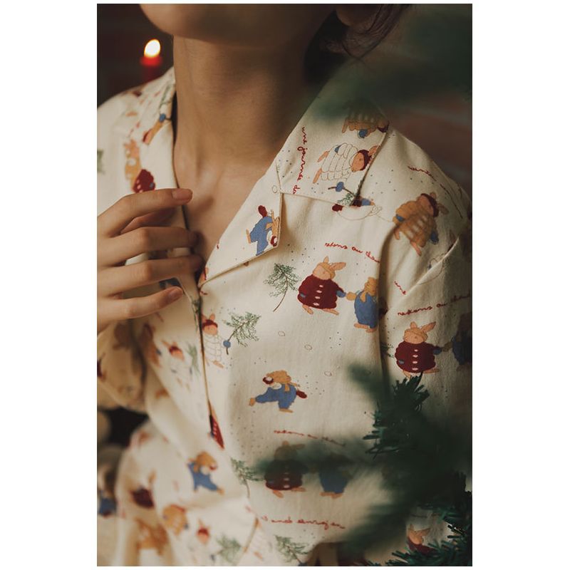 Soft loungewear set with bunny print