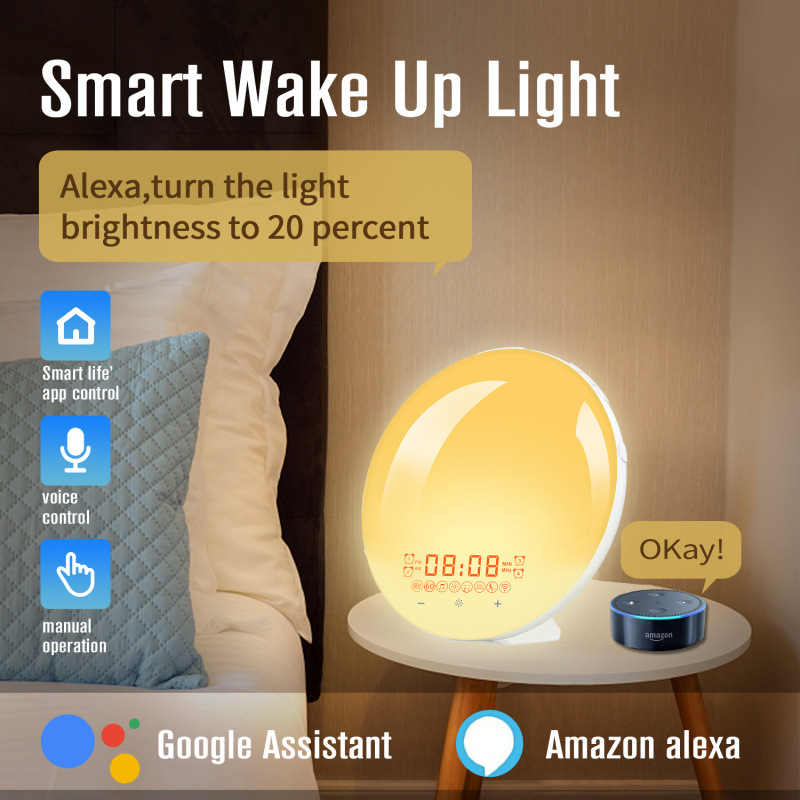 Smart alarm clock with app control and light