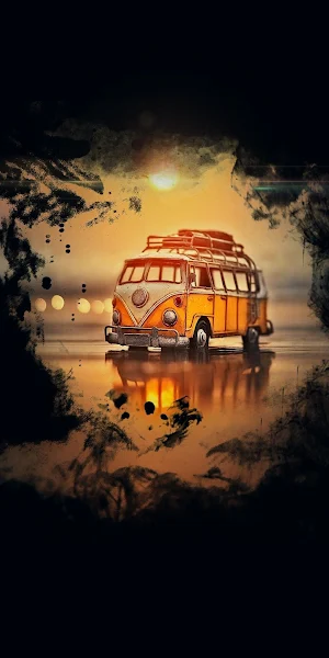 Volkswagen, Kombi, Sunset, Reflection Full HD iPhone Wallpaper Background