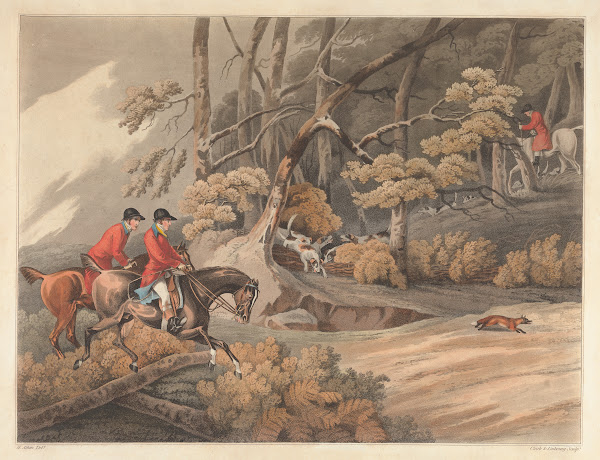 Fox hunting Breaking Cover 1813