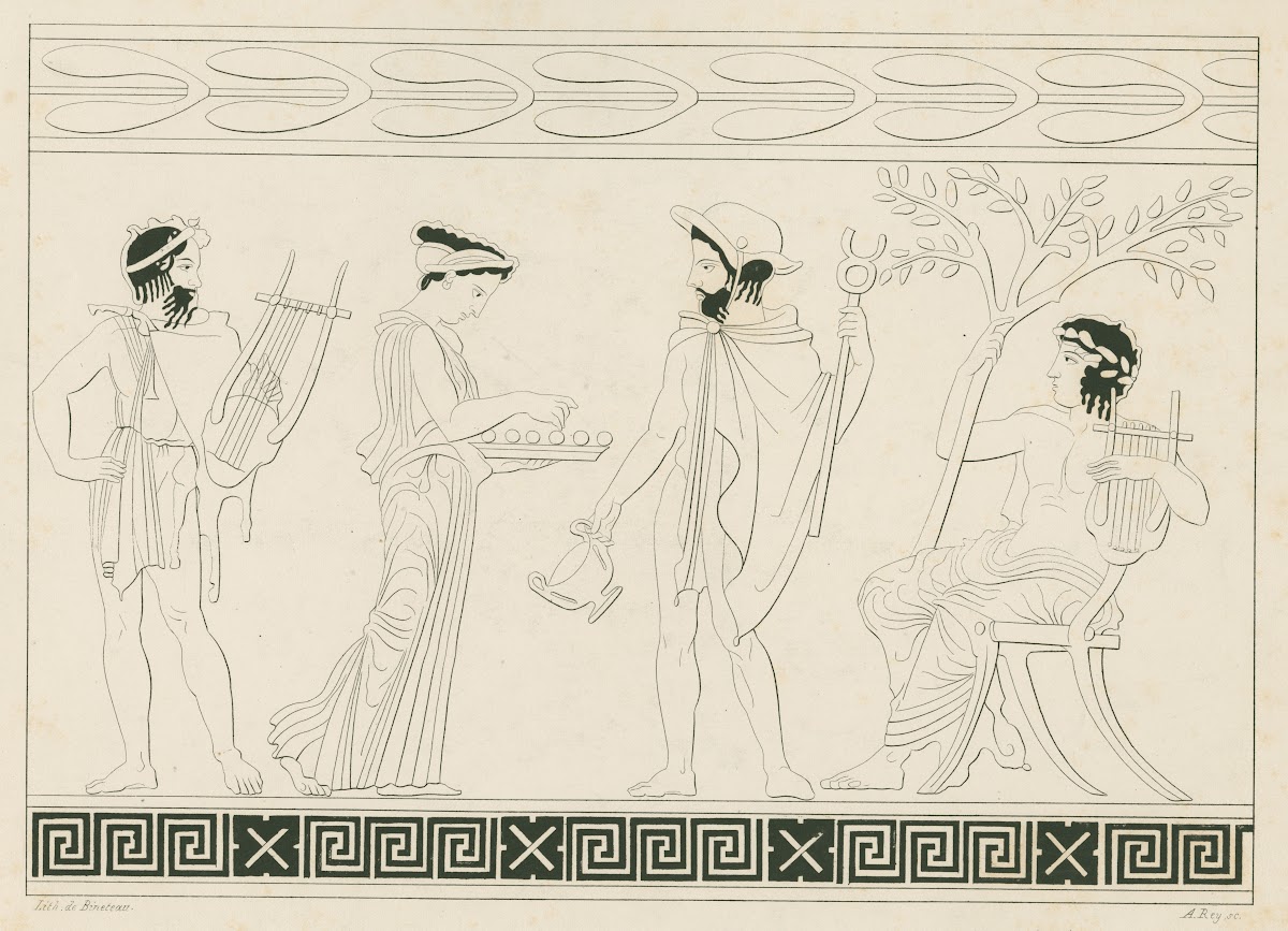 Apollo holding lyre and laurel branch 1844 1861