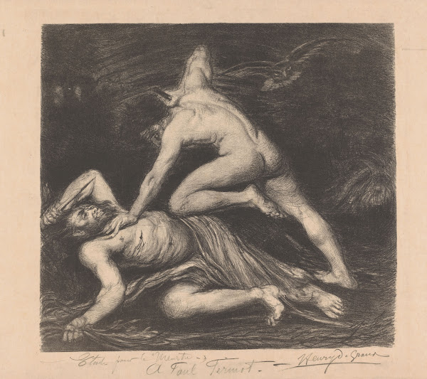 Twee naakte figuren met elkaar in strijd 1877   1930