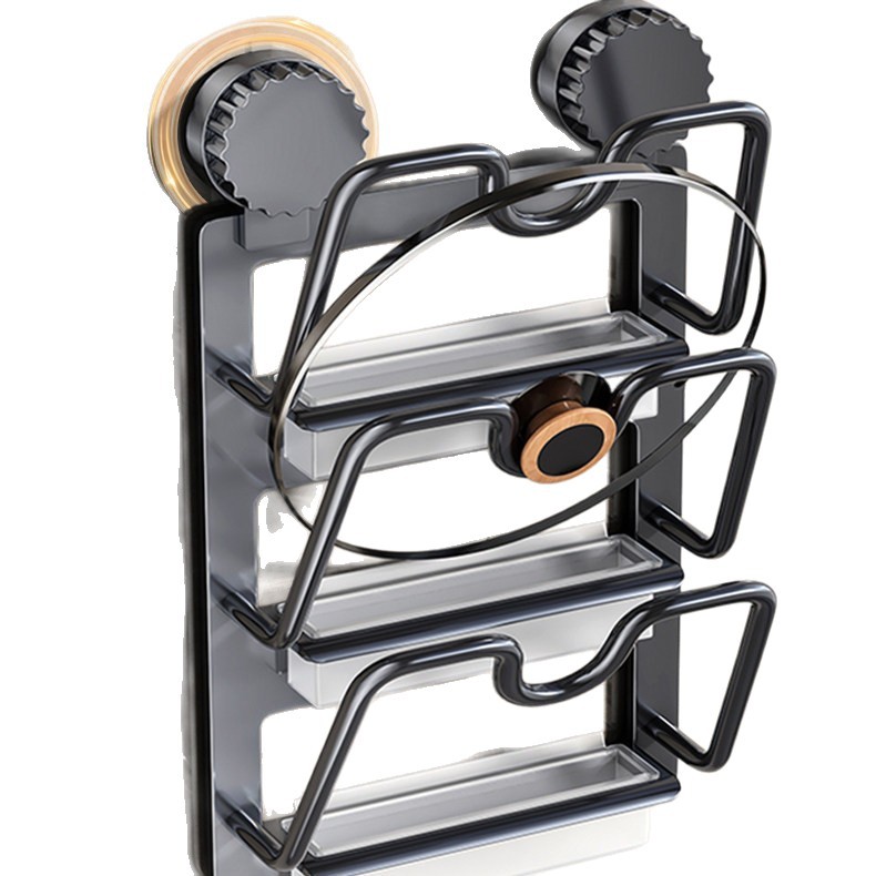 Wall shelf for pot lids with suction cup