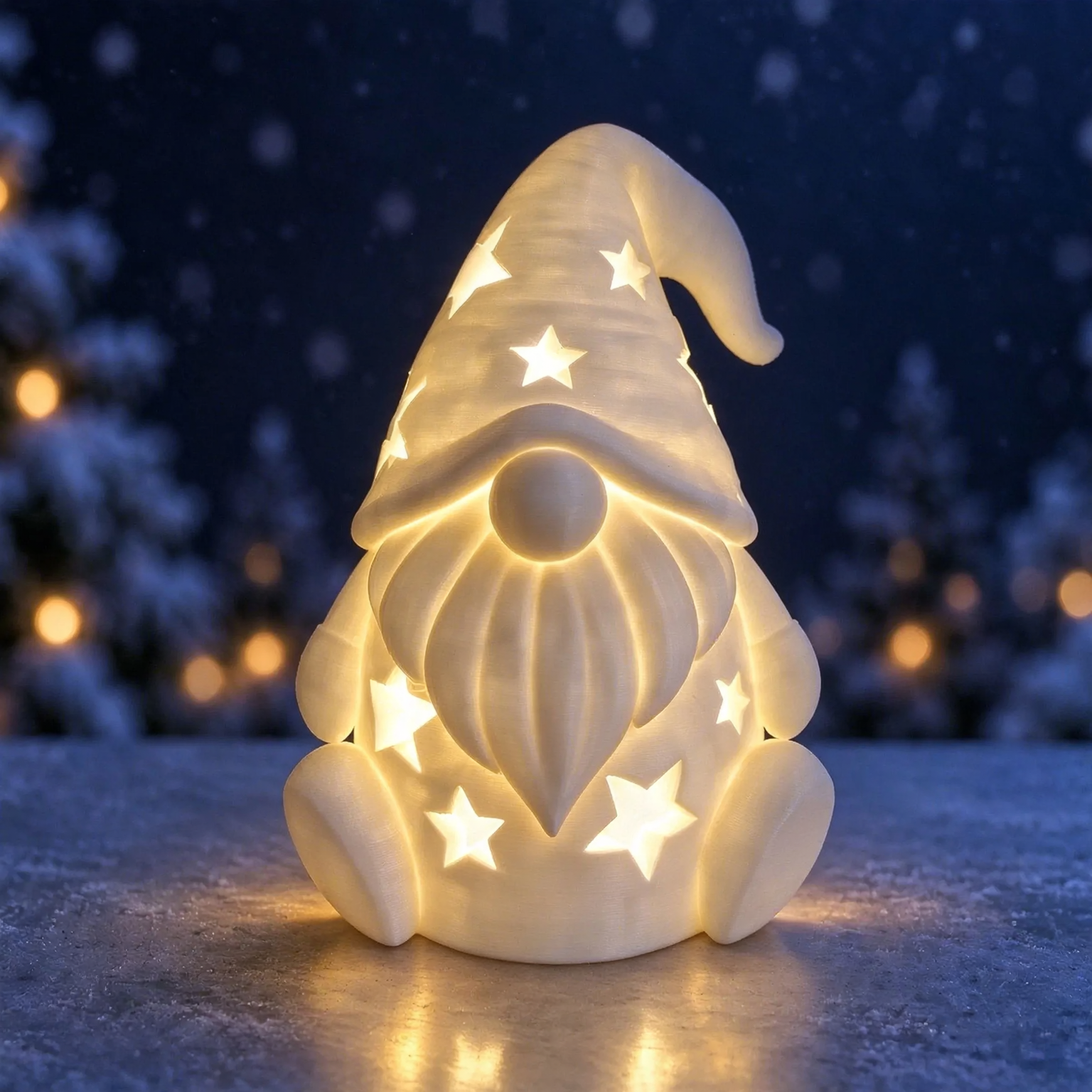 Christmas gnome made of resin with star pattern for LED tealights