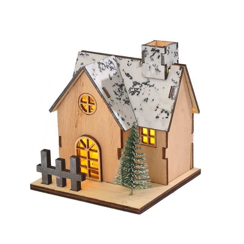 Illuminated Wooden House for Christmas Decoration
