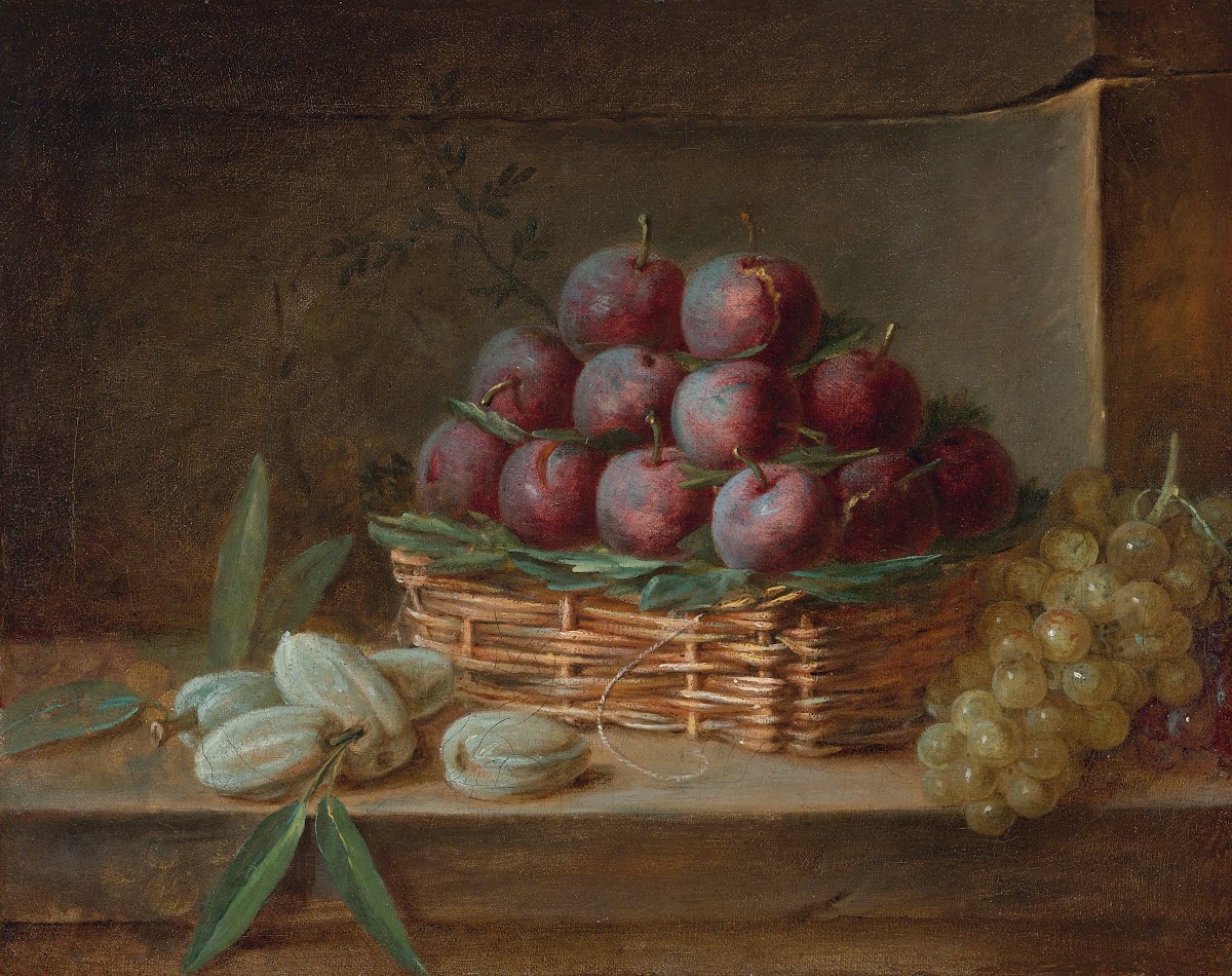 Still Life With Plums Almonds And Raisins