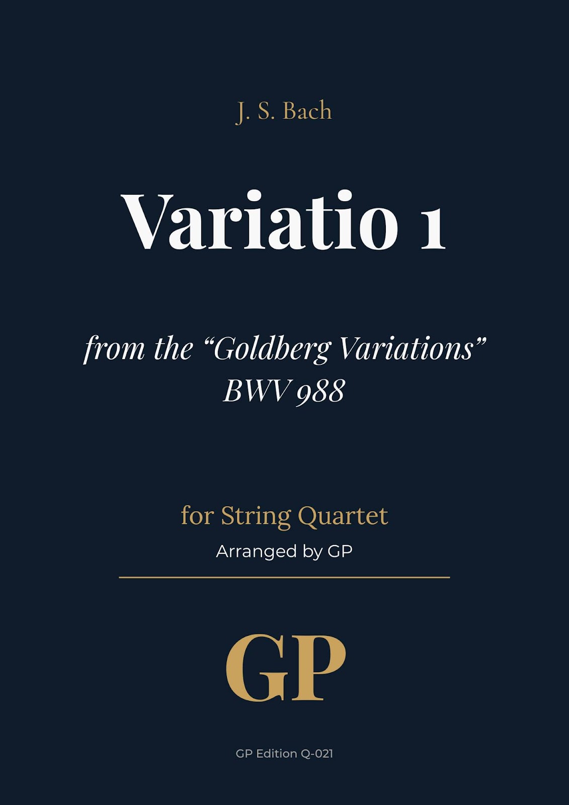 Bach – Variatio 1 from the Goldberg Variations, BWV 988 – String Quartet