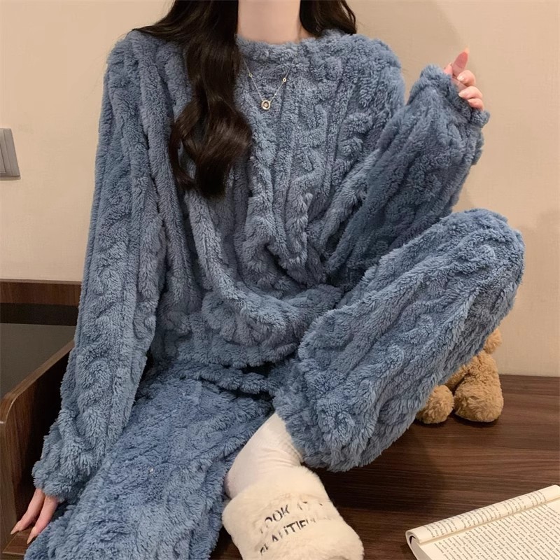 Flauschiges Jacquard-Hausanzug-Set für Paare