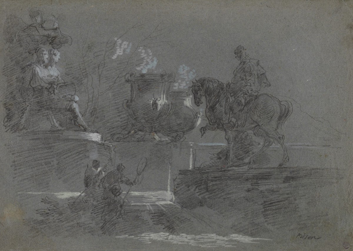 Monumental Sculpture in a Moonlit Park c 1842