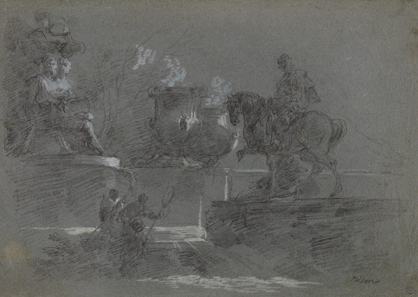 Monumental Sculpture in a Moonlit Park c 1842