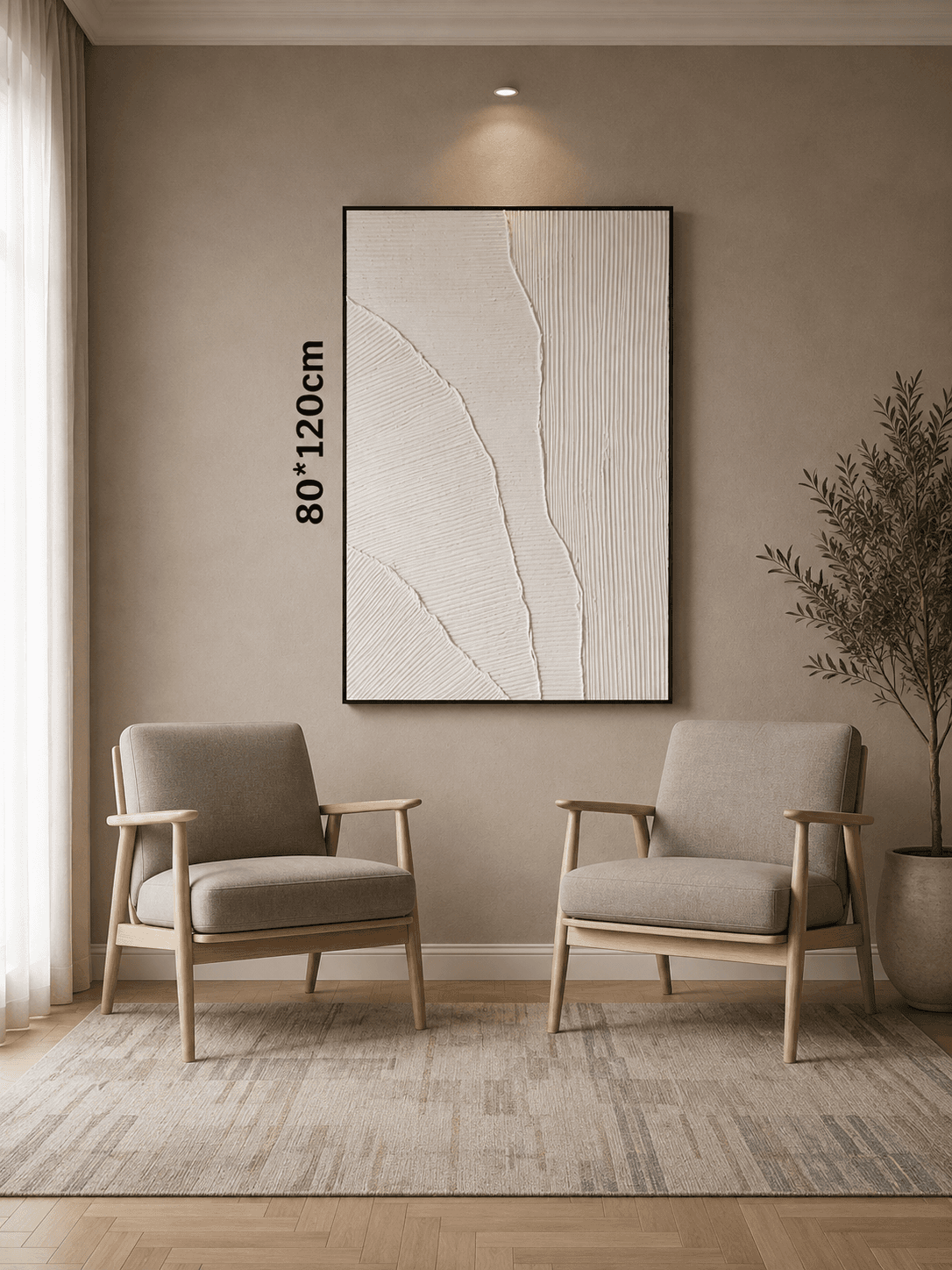Framed B&W Minimalist Art – 80x120 cm view 3