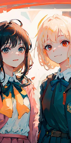 Anime Girls, Lycoris Recoil, Inoue Takina, Nishikigi Chisato, Bow Tie 4K Wallpaper Background