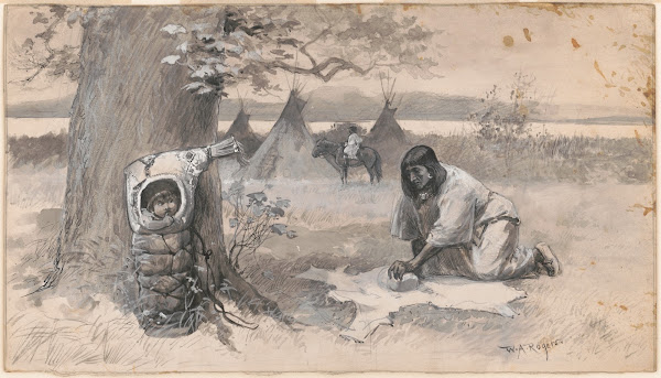Indian mother and baby wigwam 1898