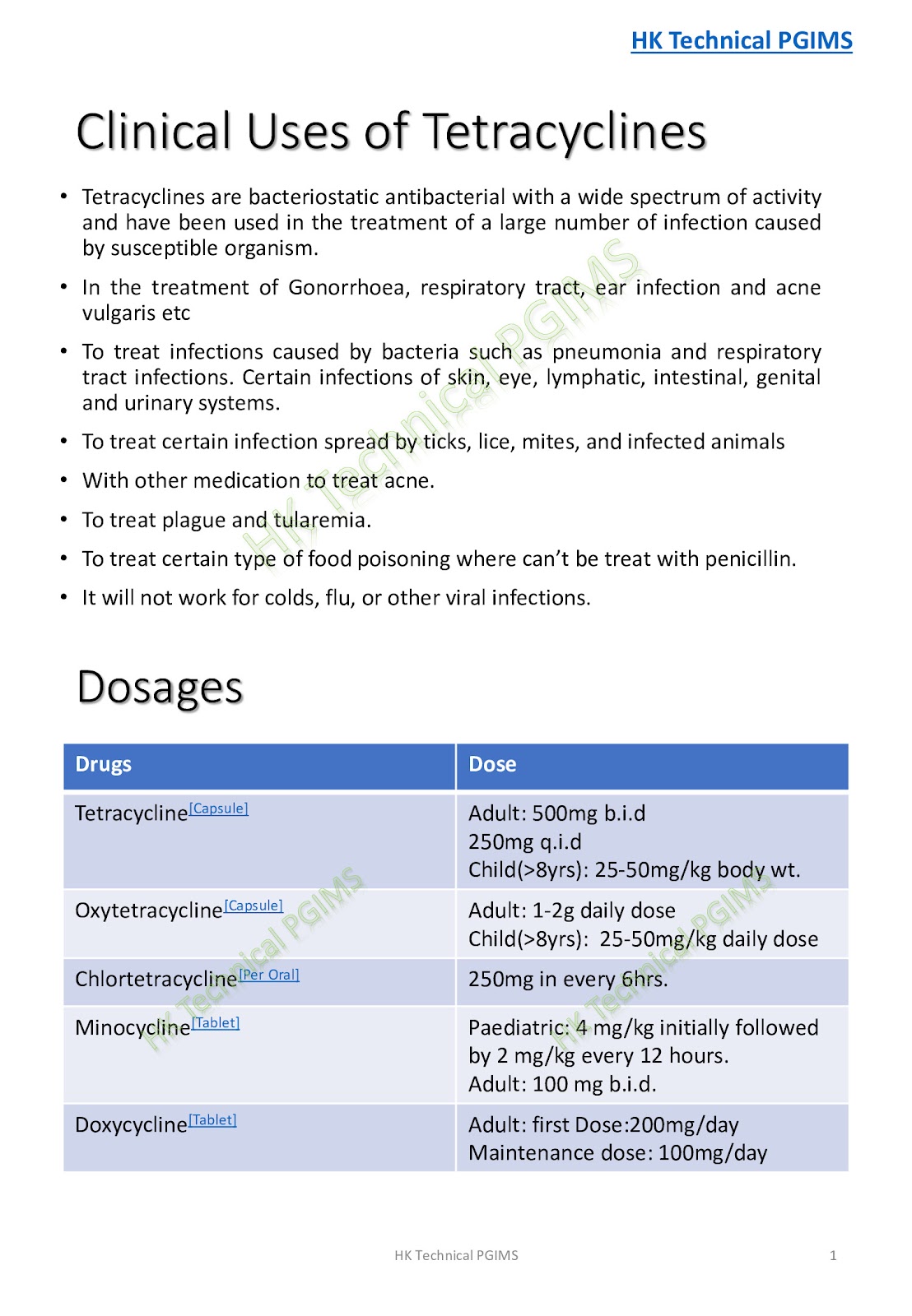 Tetracyclines Structure, IUPAC Name, Uses, Adverse Effects Notes 6th Semester B.Pharmacy Lecture Notes,BP601T Medicinal chemistry III,BPharmacy,Handwritten Notes,BPharm 6th Semester,Important Exam Notes,