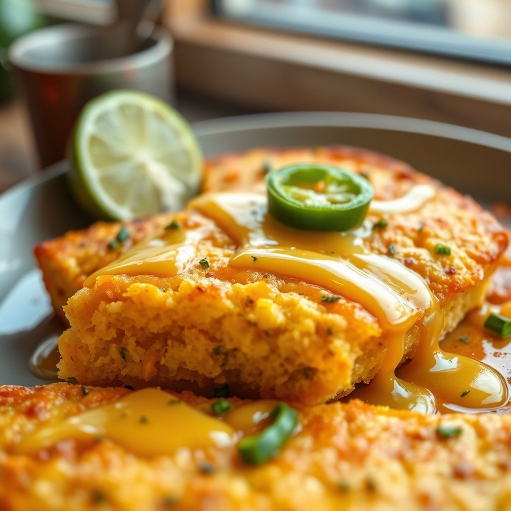 Spicy Sweet Jalapeño Cornbread with Tangy Lime Drizzle – Easy Homemade Side