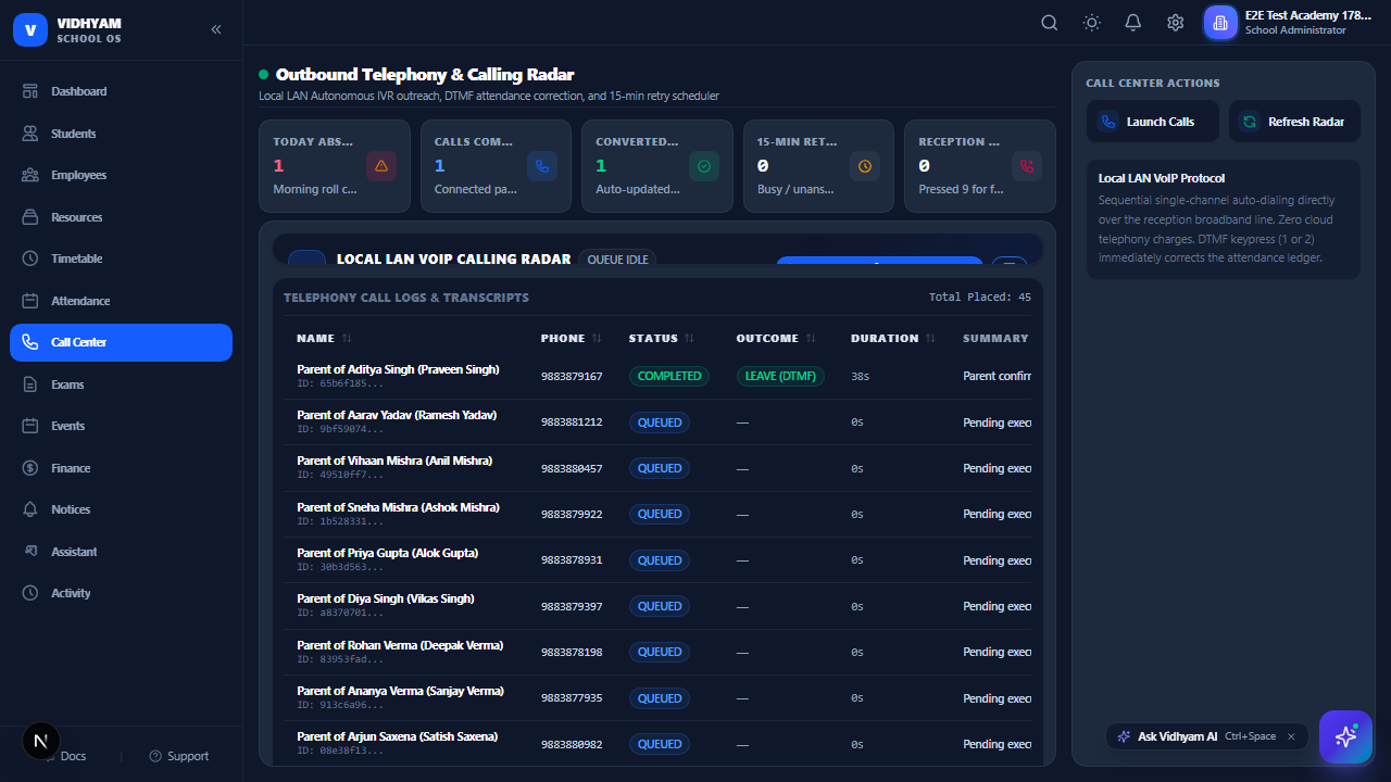 Autonomous Voice Campaign & Parent Call Center