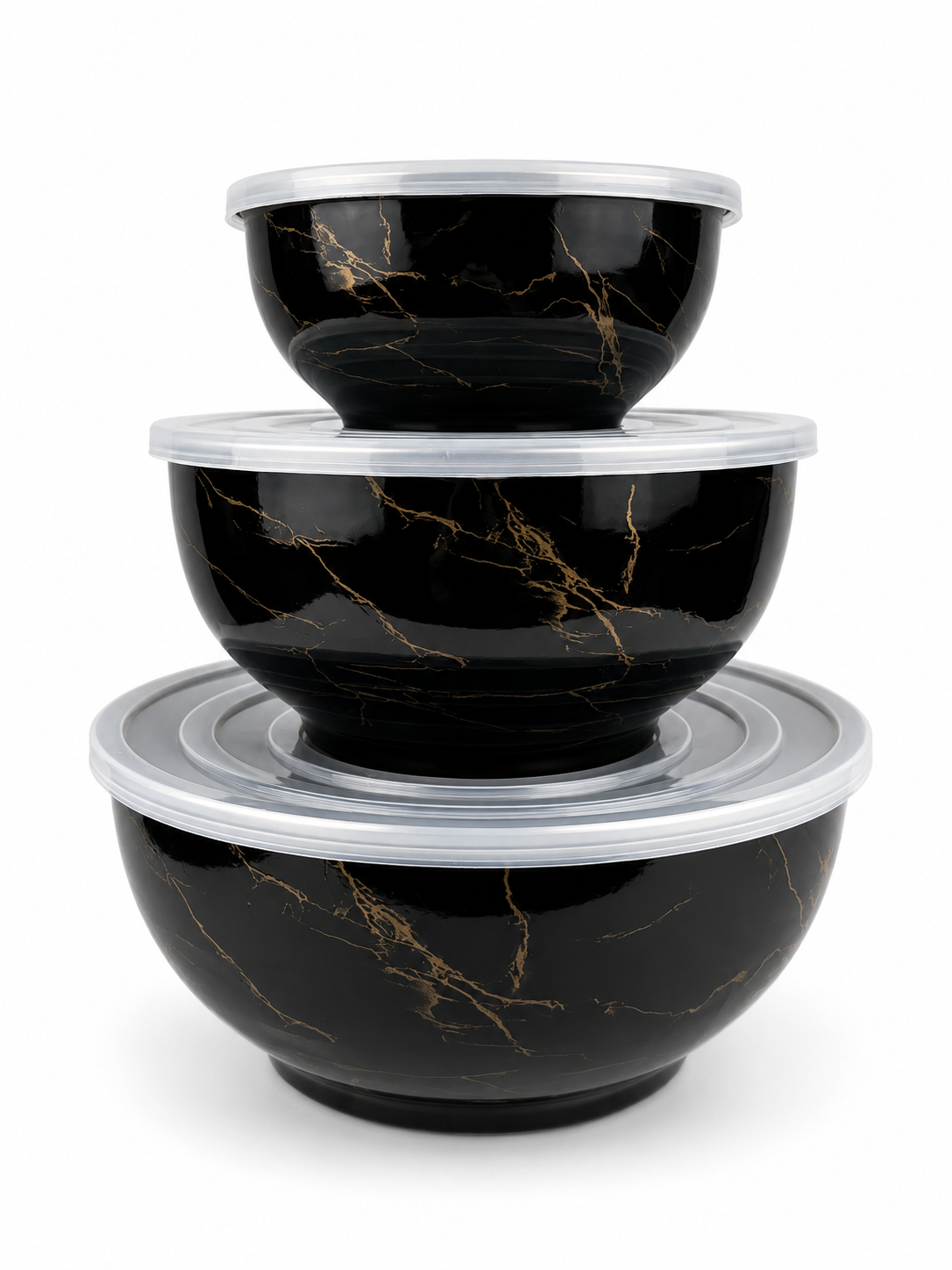 Recipiente En Peltre Con Tapa Plastica X3 Pcs 16/22/26-1000/2600/4800Ml — imagen 1