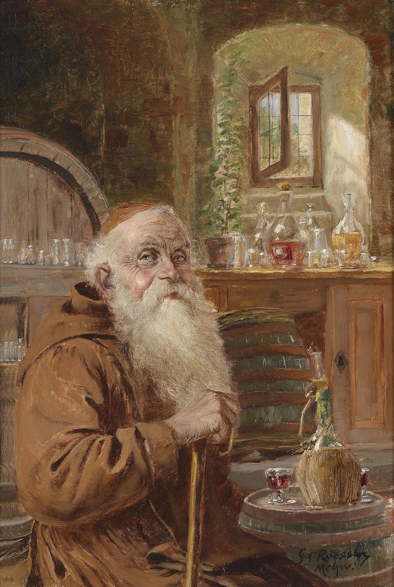 Mönch im Weinkeller