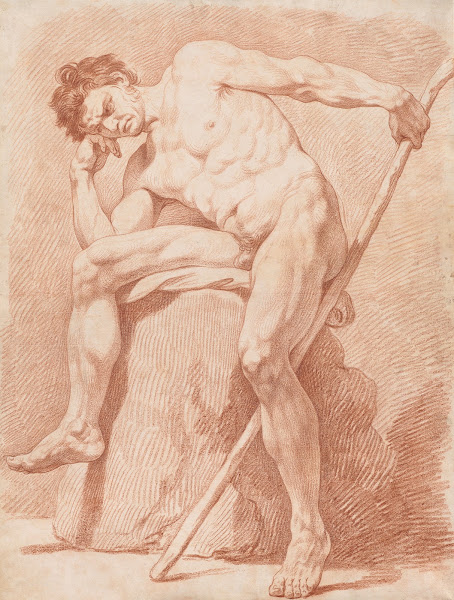 Academy of a Seated Nude Holding a Staff c 173550