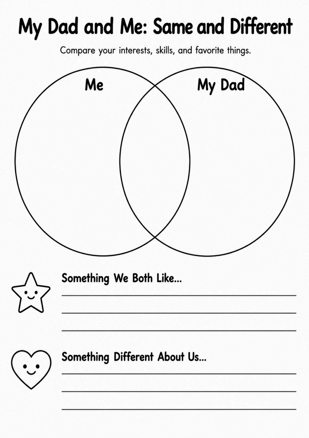 My Dad and Me: Same and Different Worksheet