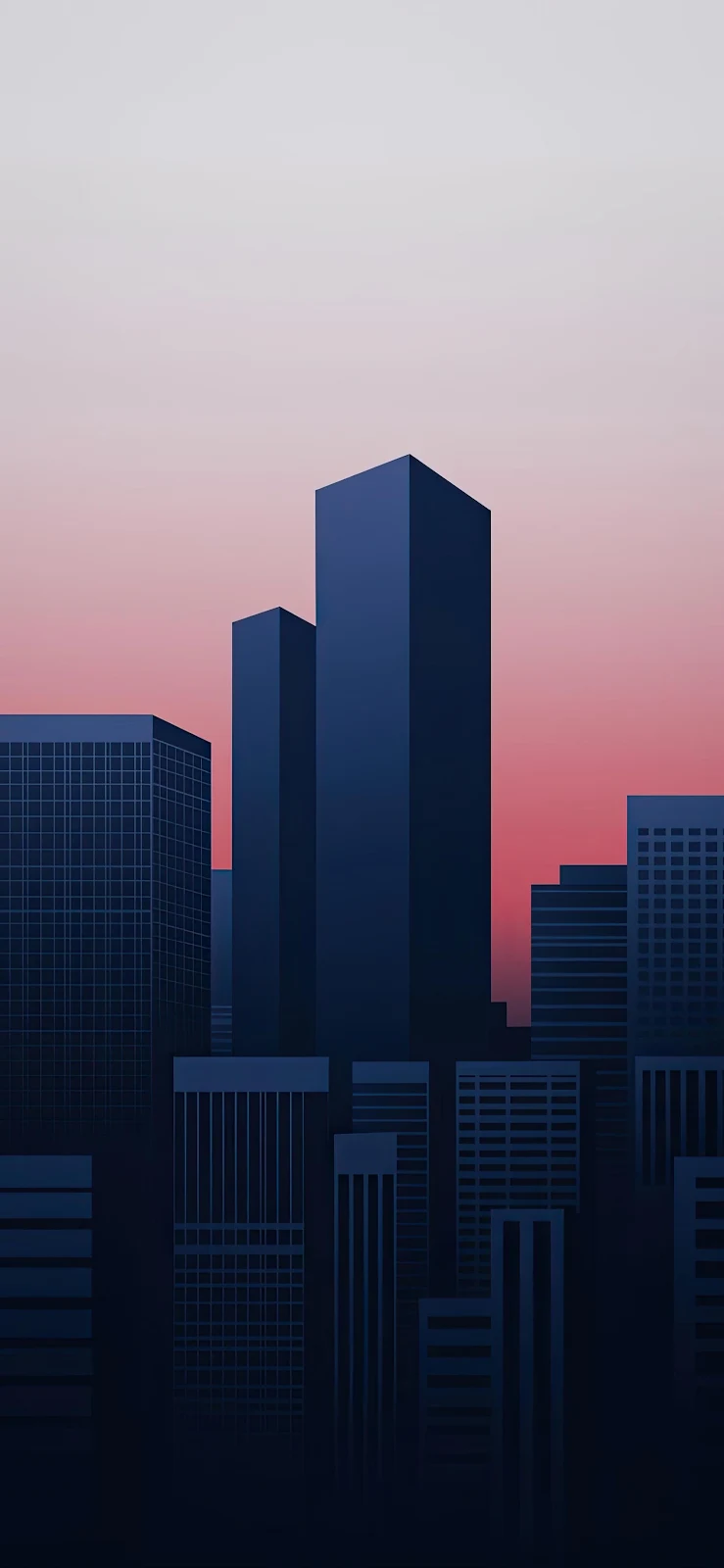 Minimalist City Skyline at Sunset - Minimalist Vector Art 2K iPhone Wallpaper (2000x4332)