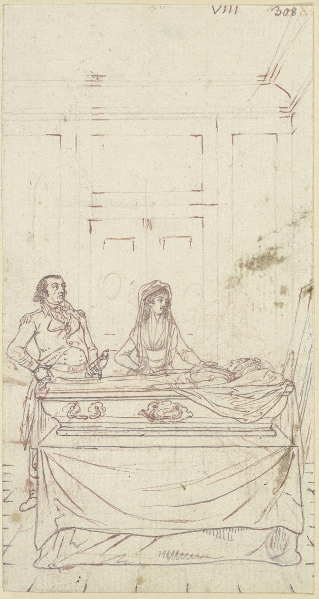 Clarissa liegt aufgebahrt in einem Sarg ca 1796