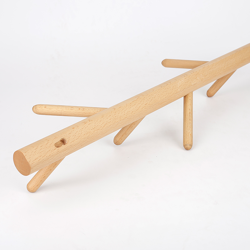 Wooden wall coat rack in tree shape, Nordic design