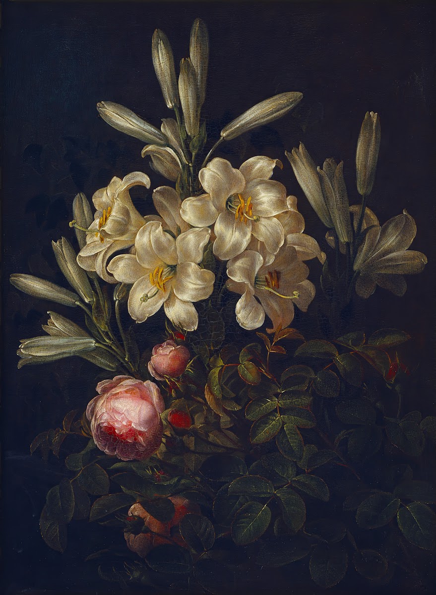 White Lilies And Roses 1843