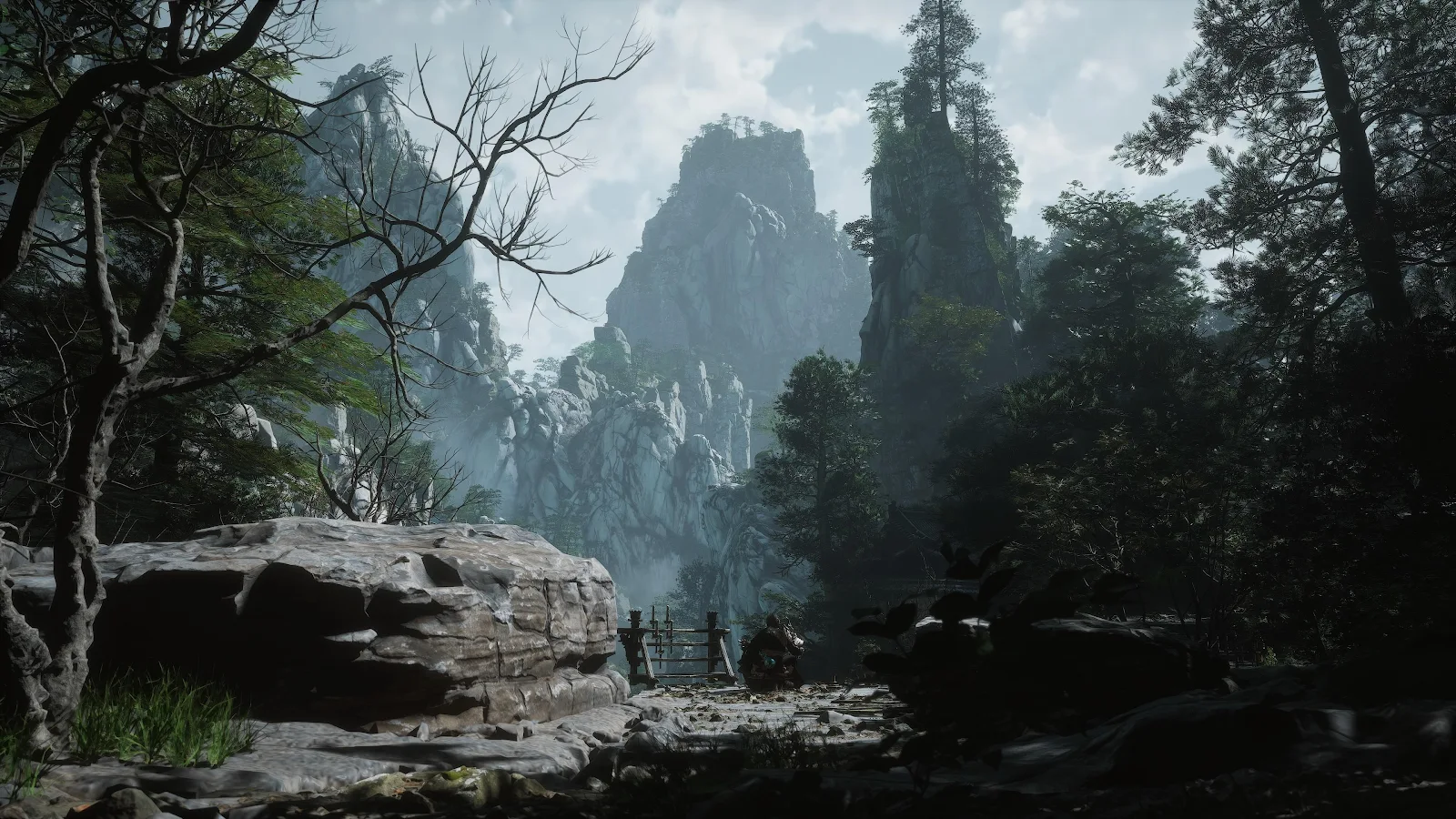 Black Myth Wukong Mountain Pass - 3D Game Art 4K Wallpaper (3840x2160)