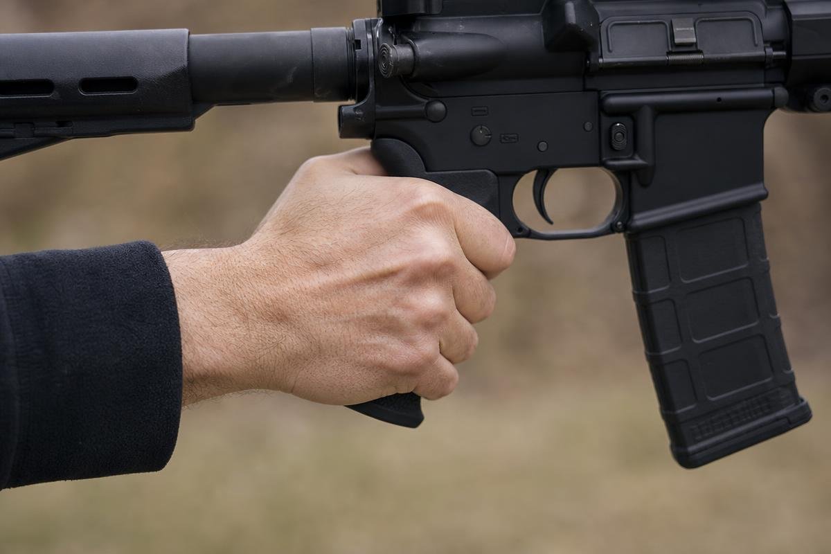 AR-15 grip angle effect on wrist position and shooting accuracy
