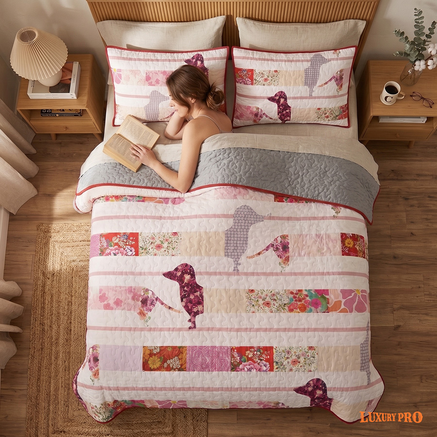 Free‑Motion Quilted Three‑Piece Set
