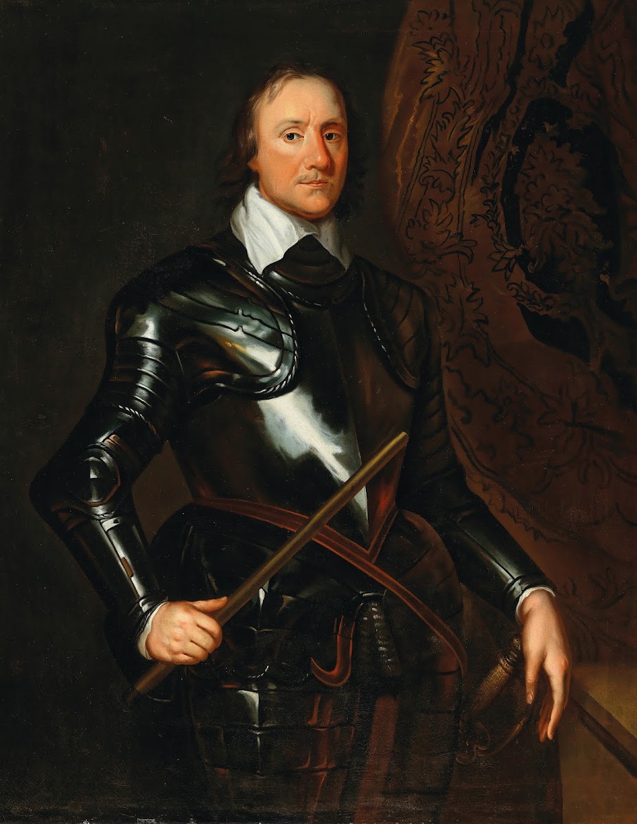 Portrait Of Oliver Cromwell In Armour Holding A Baton